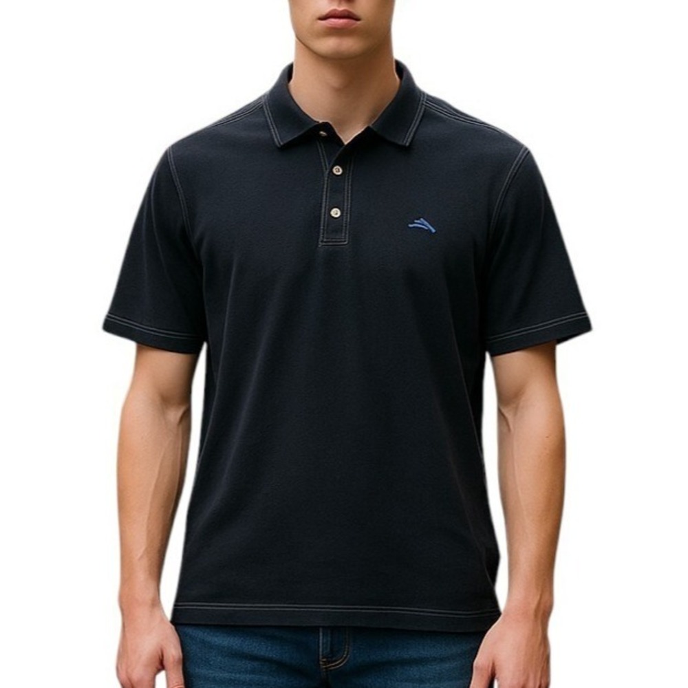 Tommy Bahama Island Zone Polo Men's XL Black Supima Cotton Golf Beach